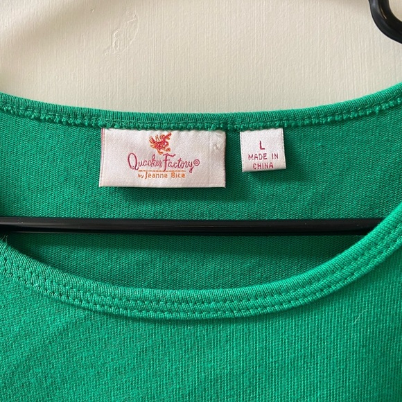 Quacker Factory Sz L Embroidered Beaded Ladybug Pullover Top Shirt Green QVC - Picture 5 of 10